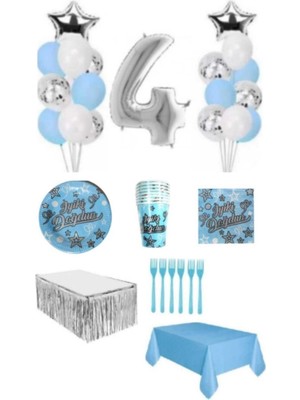 Dipak Mavi Renk 4 Yaş Doğum Günü Seti