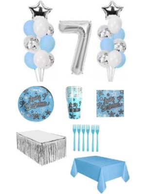 Dipak Mavi Renk 7 Yaş Doğum Günü Seti