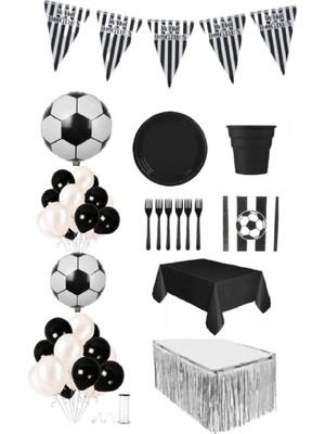 Dipak Siyah/beyaz Beşiktaş Temalı Doğum Günü Seti