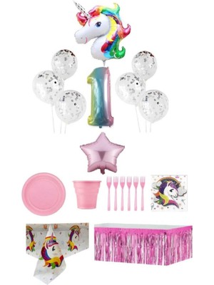 Dipak Unicorn Temalı 1 Yaş Doğum Günü Seti