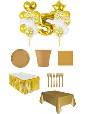 Dipak Gold Renk 5 Yaş Doğum Günü Seti