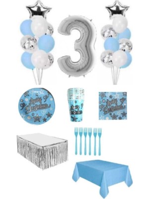 Dipak Mavi Renk 3 Yaş Doğum Günü Seti