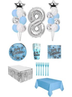 Dipak Mavi Renk 8 Yaş Doğum Günü Seti