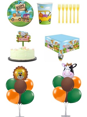 Dipak Safari Temalı Doğum Günü Seti 16 Kişilik