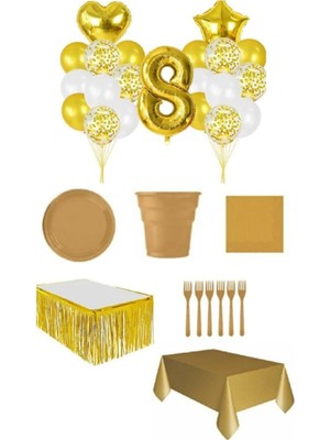 Dipak Gold Renk 8 Yaş Doğum Günü Seti