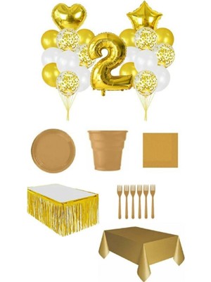 Dipak Gold Renk 2 Yaş Doğum Günü Seti