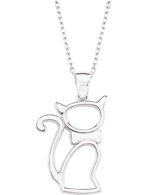 Altın Sepeti Gümüş Kedicik Kolye