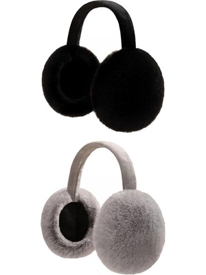 Bahara 2x Bulanik Kiş Kişli Kulak Isitici Unisex Ear Muffs Ear Kullanim Yüküm Earmuffs Siyah Gri (Yurt Dişindan)