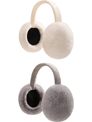 Bahara 2x Bulanik Kiş Kişli Kulak Isitici Unisex Ear Muffs Ear Kullanim Yüküm Earmuffs Beyaz Gri (Yurt Dişindan)