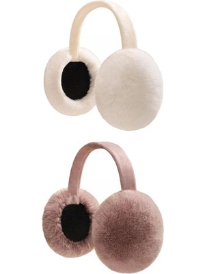 Bahara 2x Bulanik Kiş Kişli Kulak Isitici Unisex Ear Muffs Ear Kullanim Yüküm Earmuffs Beyaz Koyu Pembe (Yurt Dişindan)(Yurt Dışından)