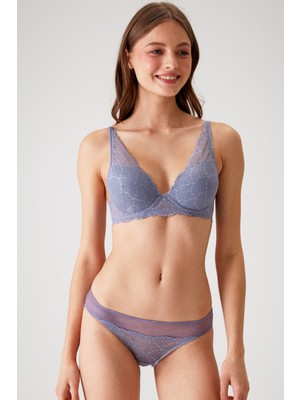 Pierre Cardin Lavanta 4821 Biella Soft Push Up Dolgulu Çiçekli Bralet Sütyen Takımı / Iç Çamaşır Takım