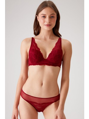Pierre Cardin Bordo 4821 Biella Soft Push Up Dolgulu Çiçekli Bralet Sütyen Takımı / Iç Çamaşır Takım
