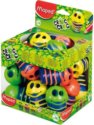 Maped 501700 Öğrenci Kalemtraş Croc Plastik Çiftli Hazneli Karışık Renkler (18 Li Kutu)