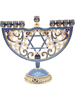 B Baosity Emaye Metal Menorah Bejeweled Dini Malzemeler El Sanatları Mum Tutucu (Yurt Dışından)