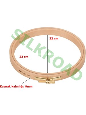 Nurge 8mm Vidalı Ağaç Kasnak - No:5 Nakış Kasnağı - 220MM - 8mm