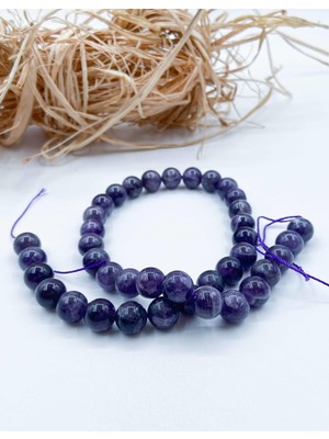 Mucize Taş Ametist 10 mm  Doğal Taş Dizi Küre Kesim