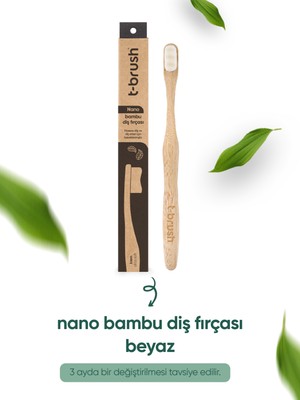t-brush Nano Vegan Bambu Diş Fırçası Ultra Soft Beyaz Renk Hassas Dişler İçin Plastiksiz