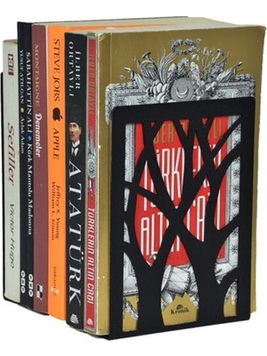 Risingmaber Ağaç Desenli Metal Kitap Desteği - Kitap Tutucu - Ev ve Ofis Dekoratif Aksesuar( 2 Li Set) Siyah