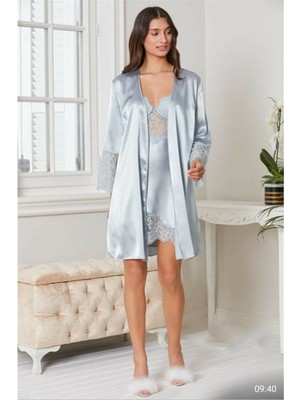 Pierre Cardin 6'Lı Kaplı Midi Gecelik Sabahlık Set 6015 Mist