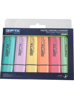 Gıpta Pastel Highlighter Kalem 6'lı Set