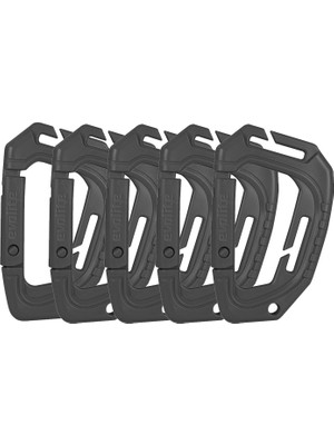 Evolite Tactical Molle Karabina - 5 Adet Siyah Renk, Hafif ABS Malzeme ile Taktik Kullanım Amacı