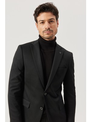ALTINYILDIZ CLASSICS Erkek Siyah Slim Fit Dar Kesim Mono Yaka Siyah Takım Elbise