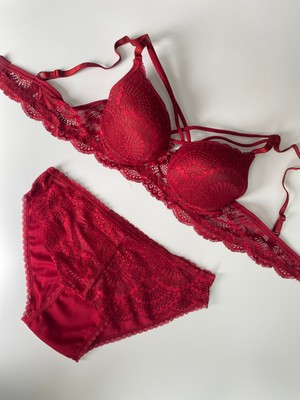 Otantik Tekstil Kadın Tek Ipli Destekli Dantel Detaylı Sütyen Külot Bralet Set Iç Çamaşır Takımı