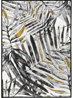 SHOP365 Tropikal Yapraklar Bitkiler Beyaz Modern Sanat Tuval - Poster P-004645