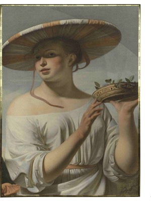 SHOP365 Şapkalı Kız Egzotik Yağlı Boya Görünümlü Poster P-004547