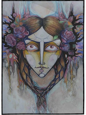 SHOP365 Çiçekli Cadı Illüstrasyon Poster P-004573