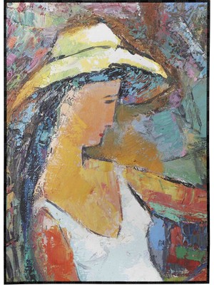 SHOP365 Şapkalı Kadın Karışık Renkler Sanatsal Poster P-004580