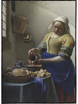 SHOP365 Sütçü Kız Çalışırken Johannes Vermeer Yağlı Boya Görünümlü Poster P-004546