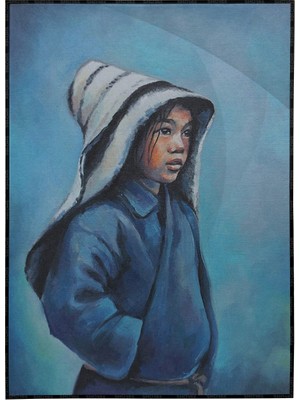 SHOP365 Sevimli Güzel Kız Çocuğu Yağlı Boya Görünümlü Dekoratif Poster P-003815