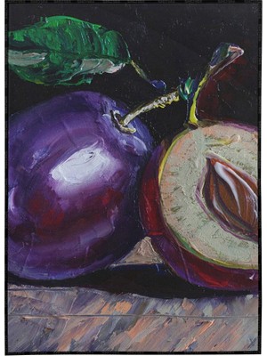 SHOP365 Mor Erik Natürmort Yağlı Boya Görünümlü Illüstrasyon Poster P-004459