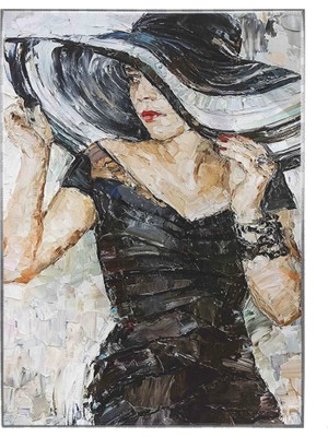 SHOP365 Şapkalı Güzel Kız Yağlı Boya Görünümlü Poster P-000119