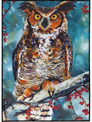 SHOP365 Ağaç Dalında Baykuş Yağlı Boya Görünümlü Poster P-000162