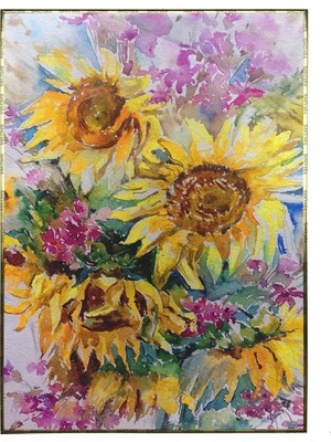 SHOP365 Renkli Sulu Boya Görünümlü Çiçekler Buket Poster P-000041