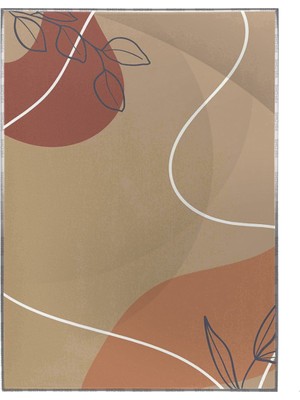 SHOP365 Yapraklar ve Şekiller Kahverengi Tonlar Modern Poster P-000373