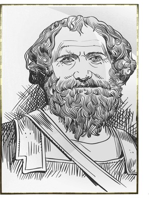 SHOP365 Arşimet Archimedes Portre Çizgi Matematikçi - Modern Sanat Tuval - Poster P-000100