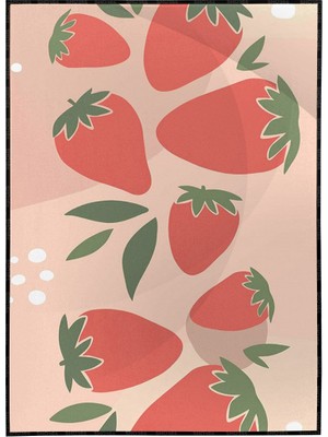 SHOP365 Çilekler ve Şekiller Pastel Renkler Modern Poster P-000459