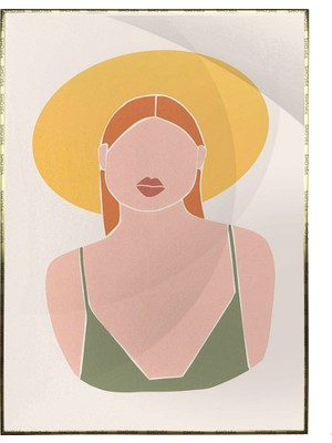SHOP365 Şapkalı Kadın Yaz Modası Pastel Renkler Modern Poster P-000311