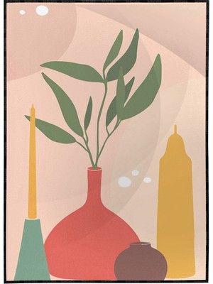 SHOP365 Vazo Mumlar ve Şekiller Pastel Renkler Modern Poster P-000456