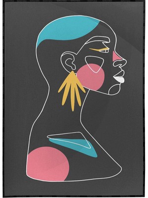 SHOP365 Kadın Çizim Renkli Siyah Modern Poster P-000584