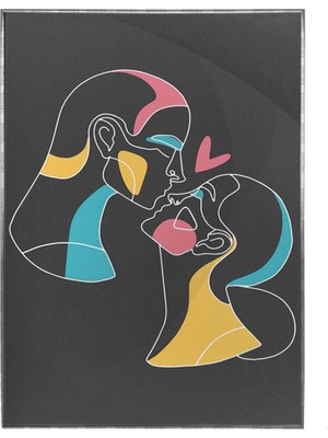SHOP365 Sevgili Çift Aşk Renkli Siyah Modern Poster P-000587
