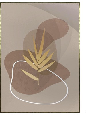 SHOP365 Altın Gold Renkli Yapraklar ve Şekiller Modern Poster P-001180