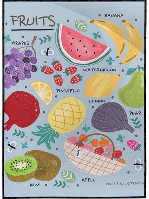 SHOP365 Meyve ve Sebzeler Dekoratif Illüstrasyon Poster P-001720