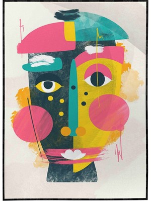 SHOP365 Yüz Portre Şekillerle Illüstrasyon Poster P-001828