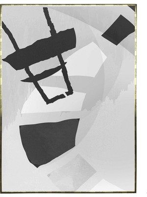 SHOP365 Şekiller ve Çizgiler Siyah Gri Renkler Modern Poster P-003435
