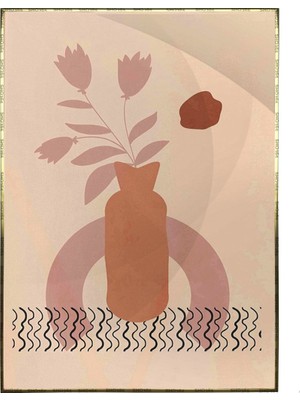 SHOP365 Saksıda Çiçekler Turuncu Renkler Modern Illüstrasyon Poster P-004463