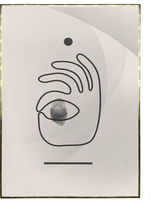 SHOP365 El Göz ve Çizgiler Krem Gri Renkler Modern Poster P-002140